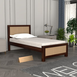 Hextorin Sheesham Wood Single Size Bed (Honey Finish)