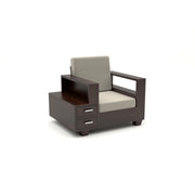Jorvian Mossy 6 Seater Solid Wood Sofa (Walnut Finish)