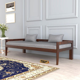 Novren Sheesham Wood Divan with Mattress (Walnut Finish)