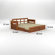 Devyash Sheesham Wood 3 Seater Sofa Bed With Storage (Teak Finish)