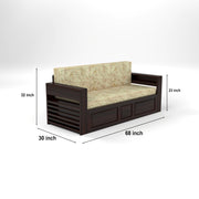 Devyash Sheesham Wood 3 Seater Sofa Bed With Storage (Walnut Finish)
