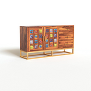 Quentovir Sheesham Wood Cabinet and Sideboard (Honey Finish)