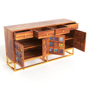 Penthris Sheesham Wood Cabinet and Sideboard (Honey Finish)