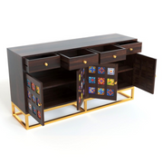 Penthris Sheesham Wood Cabinet and Sideboard (Walnut Finish)