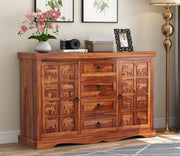 Xorven Sheesham Wood Cabinet and Sideboard (Honey Finish)