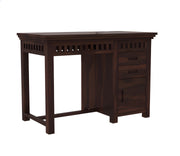Calvithor Sheesham Wood Study Table with Pull Out Drawers and Cabinet (Walnut Finish)