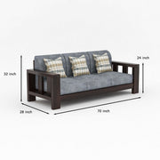 Outer 5 Seater Solid Wood Sofa (Walnut Finish)