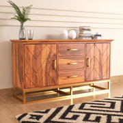 Moltherin Sheesham Wood Cabinet and Sideboard (Honey Finish)