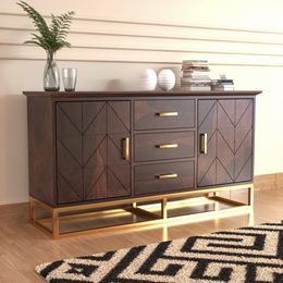 Moltherin Sheesham Wood Cabinet and Sideboard (Walnut Finish)