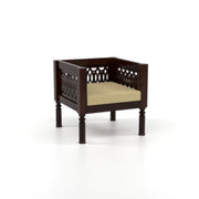 Yokriayn 1 Seater Solid Wood Sofa (Walnut Finish)