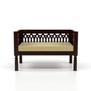 Yokriayn 2 Seater Solid Wood Sofa (Walnut Finish)