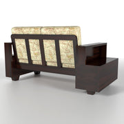 Jorvian Suede 6 Seater Solid Wood Sofa (Walnut Finish)