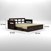 Devyash Sheesham Wood 3 Seater Sofa Bed With Storage (Walnut Finish)