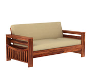 Jenthoris 3 Seater Solid Wood Sofa (Honey Finish)