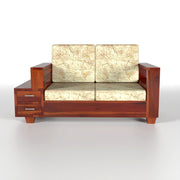 Jorvian Suede 6 Seater Solid Wood Sofa (Honey Finish)