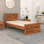 Golveris Sheesham Wood Single Size Bed (Honey Finish)