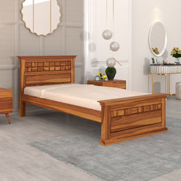 Golveris Sheesham Wood Single Size Bed (Honey Finish)