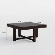 Evereford Solid Sheesham Wood Coffee Table with 4 Cushioned Stools – Walnut Finish