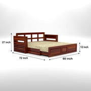 Devyash Sheesham Wood 3 Seater Sofa Bed With Storage (Honey Finish)