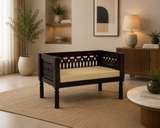 Yokriayn 2 Seater Solid Wood Sofa (Walnut Finish)