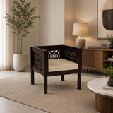 Yokriayn 1 Seater Solid Wood Sofa (Walnut Finish)
