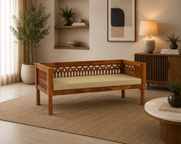 Yokriayn 3 Seater Solid Wood Sofa (Honey Finish)