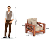 X-Sofa 6 Seater Solid Wood Sofa (Honey Finish)