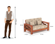 X-Sofa 6 Seater Solid Wood Sofa (Honey Finish)