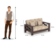 X-Sofa 6 Seater Solid Wood Sofa (Walnut Finish)