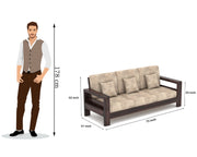 New Outer 6 Seater Solid Wood Sofa (Walnut Finish)