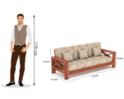 X-Sofa 6 Seater Solid Wood Sofa (Honey Finish)