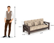 X-Sofa 6 Seater Solid Wood Sofa (Walnut Finish)