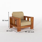 Outer 6 Seater Solid Wood Sofa (Honey Finish)