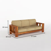 Outer 6 Seater Solid Wood Sofa (Honey Finish)