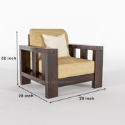Outer 6 Seater Solid Wood Sofa (Walnut Finish)