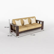 Outer 6 Seater Solid Wood Sofa (Walnut Finish)
