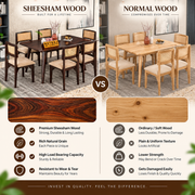 Onyxello Sheesham Wood Dining Set 6 Seater (Walnut Finish)