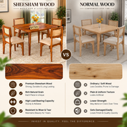Onyxello Sheesham Wood Dining Set 4 Seater (Honey Finish)