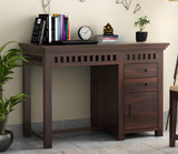 Calvithor Sheesham Wood Study Table with Pull Out Drawers and Cabinet (Walnut Finish)