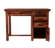 Calvithor Sheesham Wood Study Table with Pull Out Drawers and Cabinet (Honey Finish)