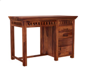 Calvithor Sheesham Wood Study Table with Pull Out Drawers and Cabinet (Honey Finish)