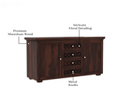 Olythian Sheesham Wood Cabinet and Sideboard (Walnut Finish)