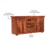 Olythian Sheesham Wood Cabinet and Sideboard (Honey Finish)