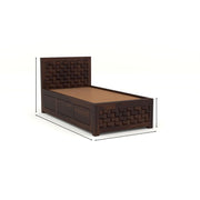 Eldvior Sheesham Wood Single Size Bed With Storage (Walnut Finish)