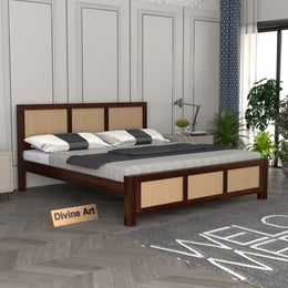 Orvathios Sheesham Wood King Size Bed Without Storage (Walnut Finish)