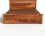 Yovathor Sheesham Wood King Size Bed With Storage (Honey Finish)