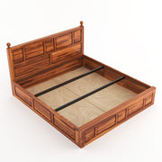 Valtorian Sheesham Wood King Size Bed With Storage (Honey Finish)