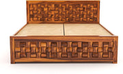 Ulvarinth Sheesham Wood King Size Bed With Storage (Honey Finish)