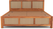 Threxian Sheesham Wood King Size Bed With Storage (Honey Finish)