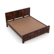 Lithorien Sheesham Wood King Size Bed Without Storage (Walnut Finish)